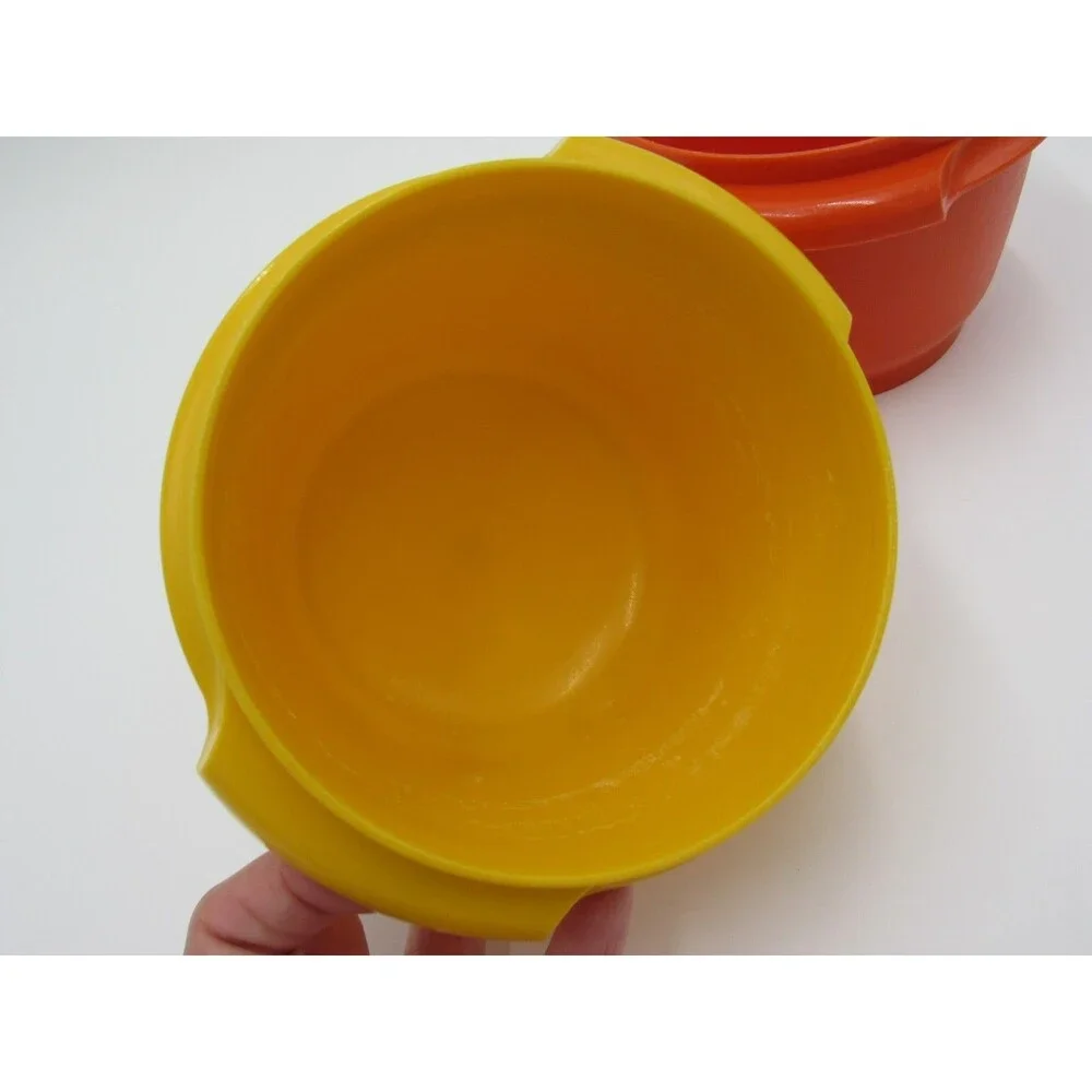 Tupperware Servalier 886 Orange Yellow Harvest Bowls Vintage 70s Retro Soup Cup